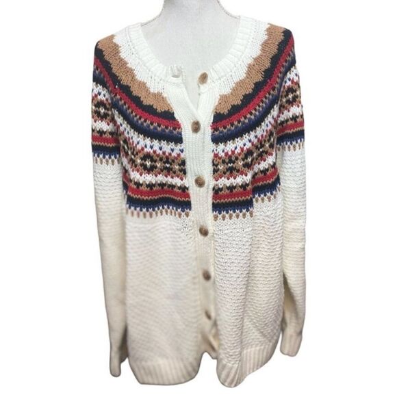 Lane Bryant Women's Multicolor Fair Isle Button Up Cardigan Sweater Size 26/28 - Picture 1 of 5